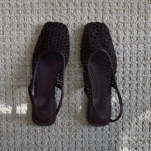 Zara Dark Brown Woven Flats